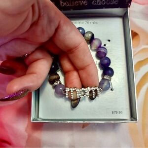 💜Amethyst Beaded "Mom" Bracelet💜 (Genuine Stones and Crystals)